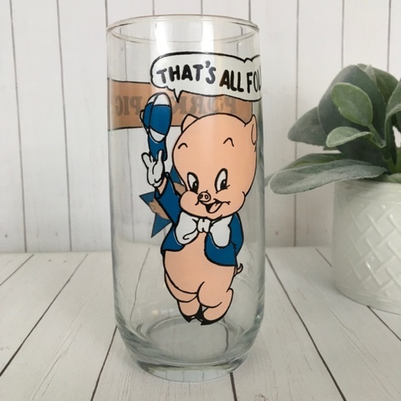 Vintage 1966 Porky Pig Drinking Glass Arby’s Looney Tunes That’s All Folks - Picture 5 of 11
